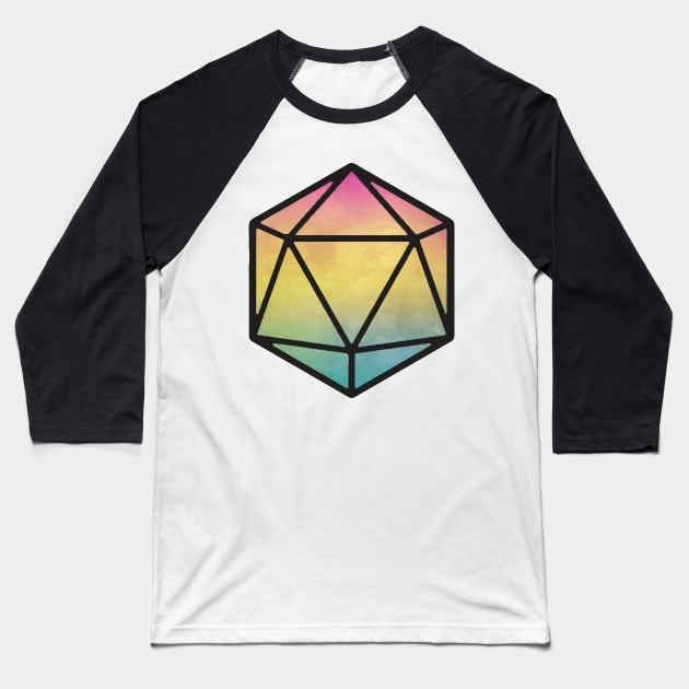 Watercolor D20 2.0 Baseball T-Shirt by MimicGaming